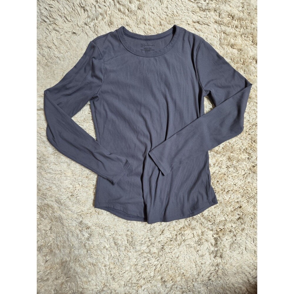 Nobo Long Sleeve Ribbed Crew Neck T Large Juniors Underlayer Gray Slim Cleangirl